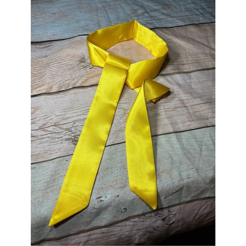 New Bright Yellow Satin Scarf Tie Twilly Purse Bag 1.5” x 40” - Picture 4 of 4